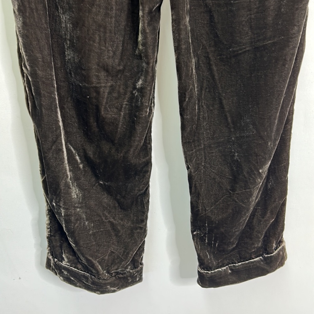 ett:twa Anthro velvet pocketed cuff trouser pants taupe S - Picture 10 of 11